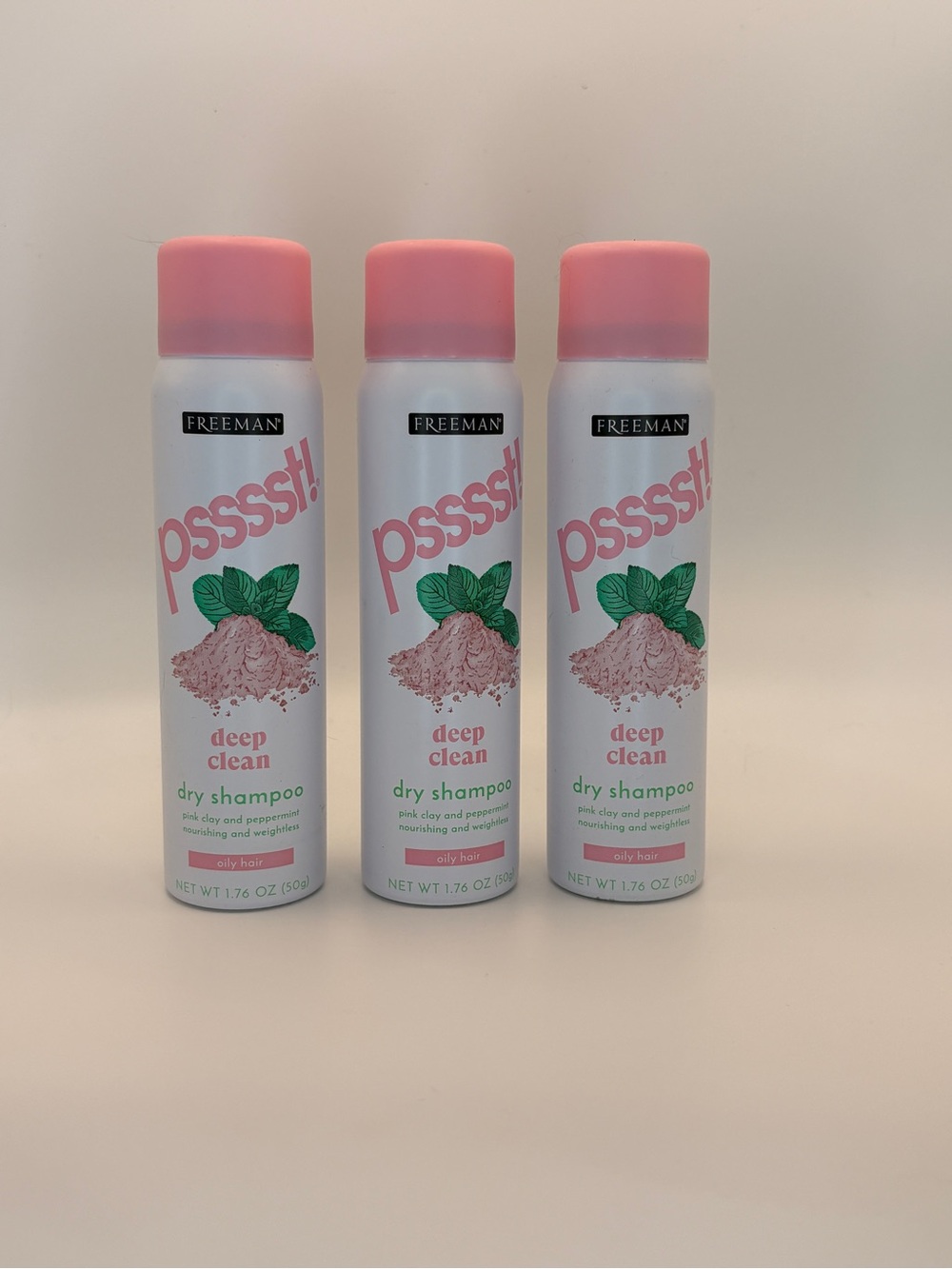 3 Pack Freeman Psssst! Deep Clean Dry Shampoo For Oily Hair 1.76 oz. TRAVEL SIZE